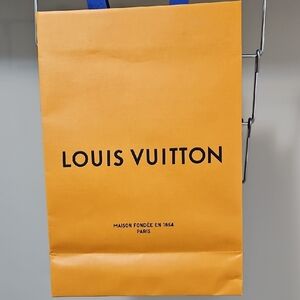 Louis Vuitton Bold Orange Shopping Bag with Blue Handles Medium